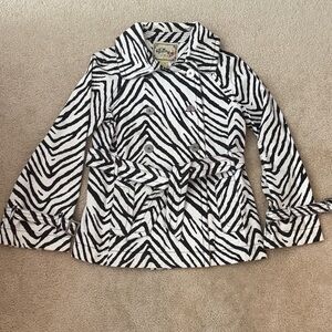 Fillmore California Studio Short Zebra Print Belted Trench Coat